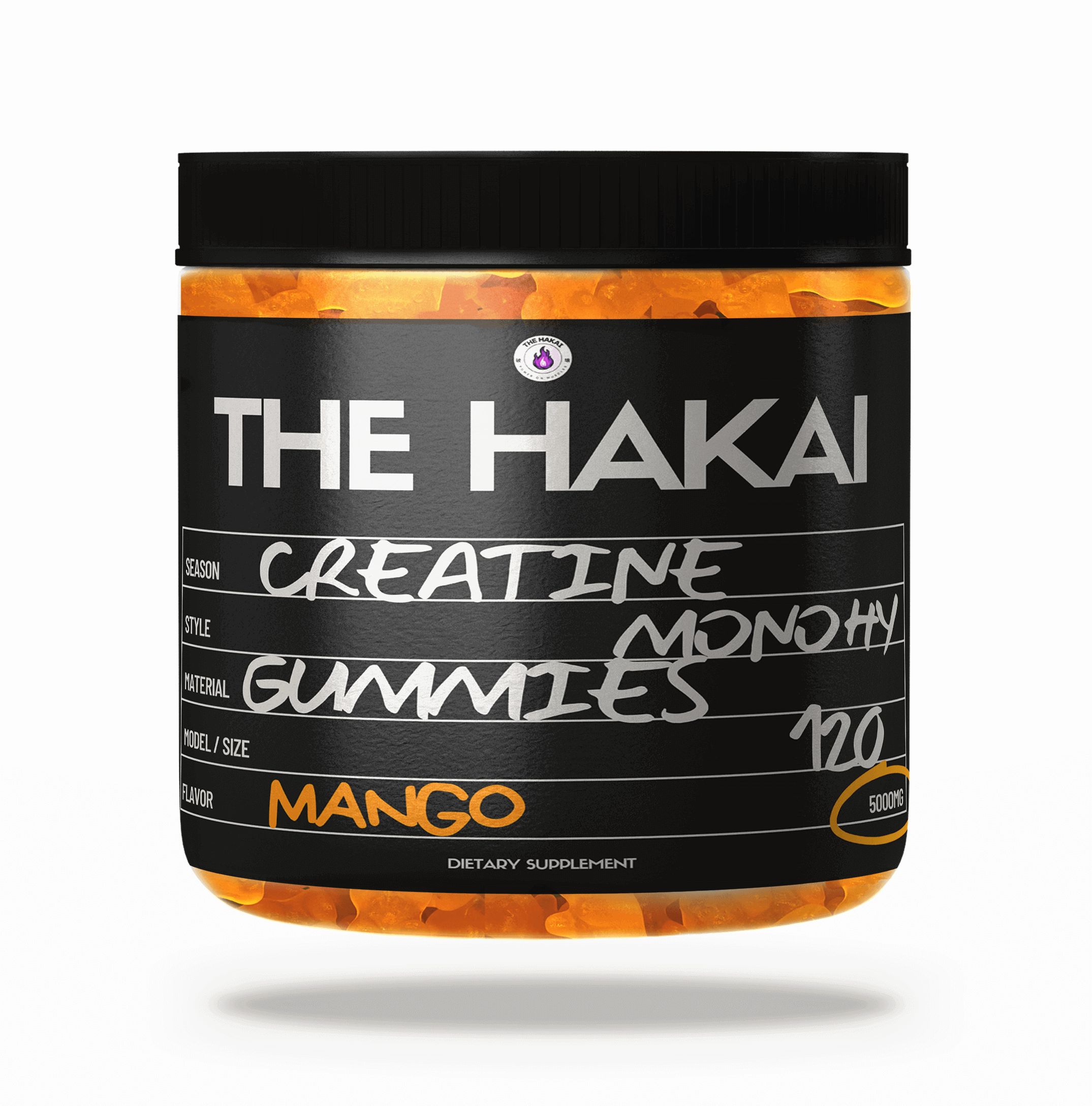 TheHakai™ creatine gummies with strawberry flavor, 120 gummies bottle, 5g creatine per gummy, strength and energy supplement