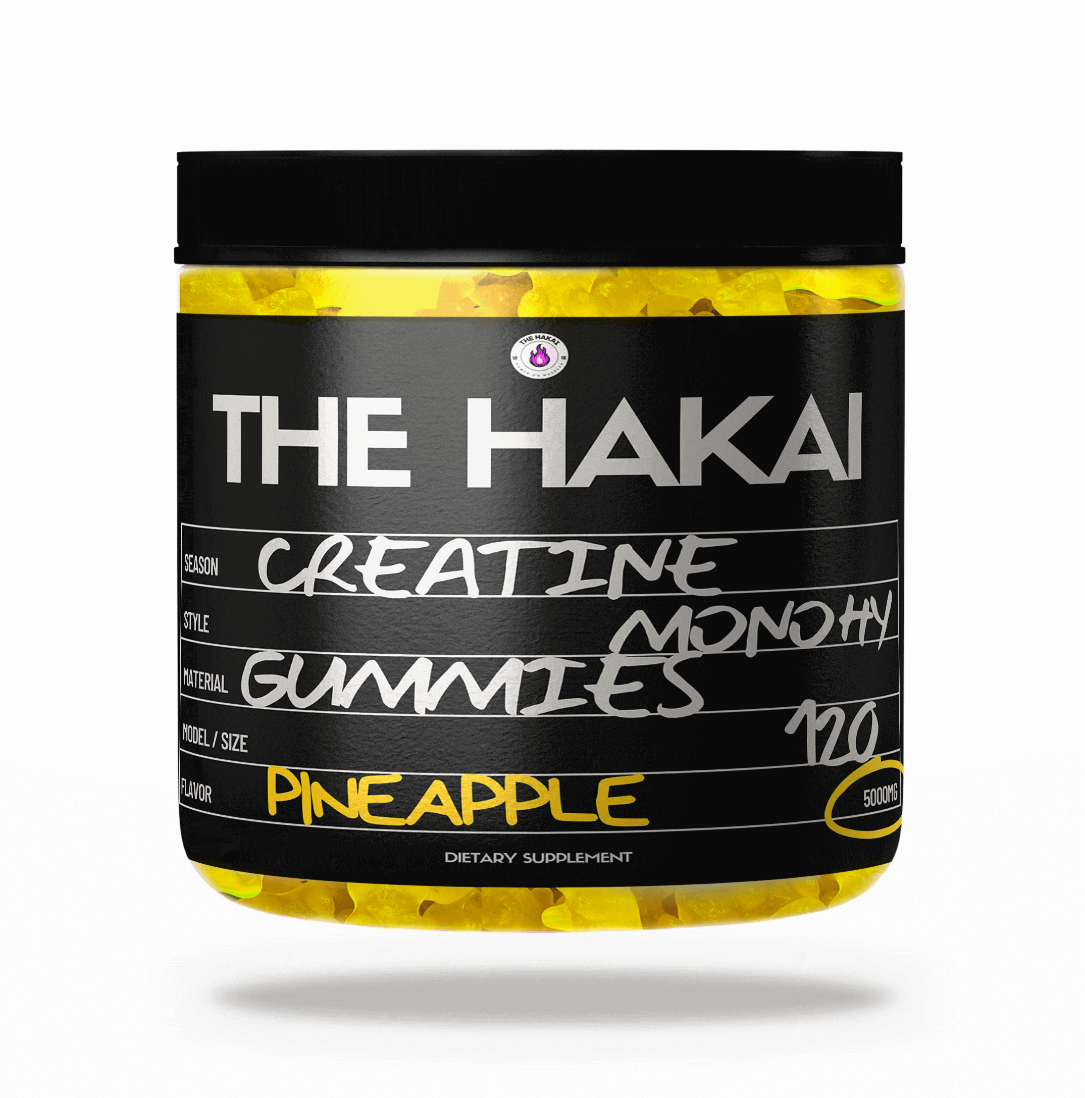 TheHakai™ creatine gummies with strawberry flavor, 120 gummies bottle, 5g creatine per gummy, strength and energy supplement